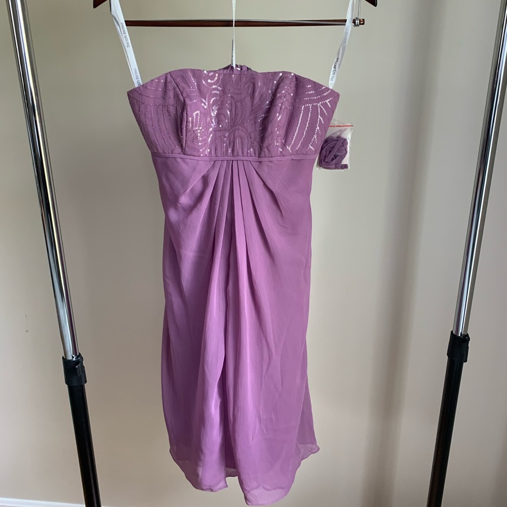 David’s Bridal (size 2) NWT Chiffon Split Front Strapless Dress